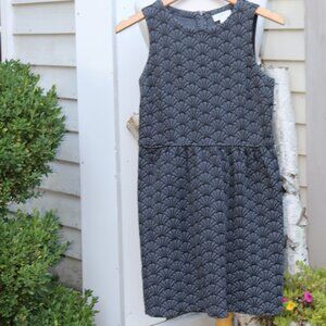 LOFT Petite Grey Black Fan Print Cotton Knit Blend Sleeveless Dress Sz 4P